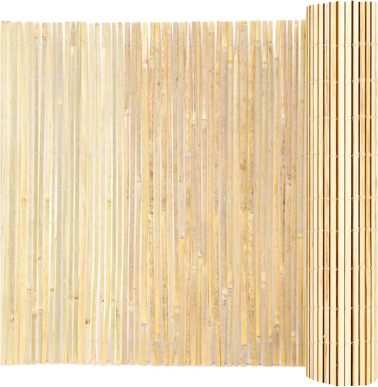 VEVOR Natural Bamboo Fence Privacy Screen, Eco-Friendly Decorative Bamboo Slat Fence, 6 ft H x 13 ft L Panel, for Garden, Backyard, Balcony, Patio, Pool Side