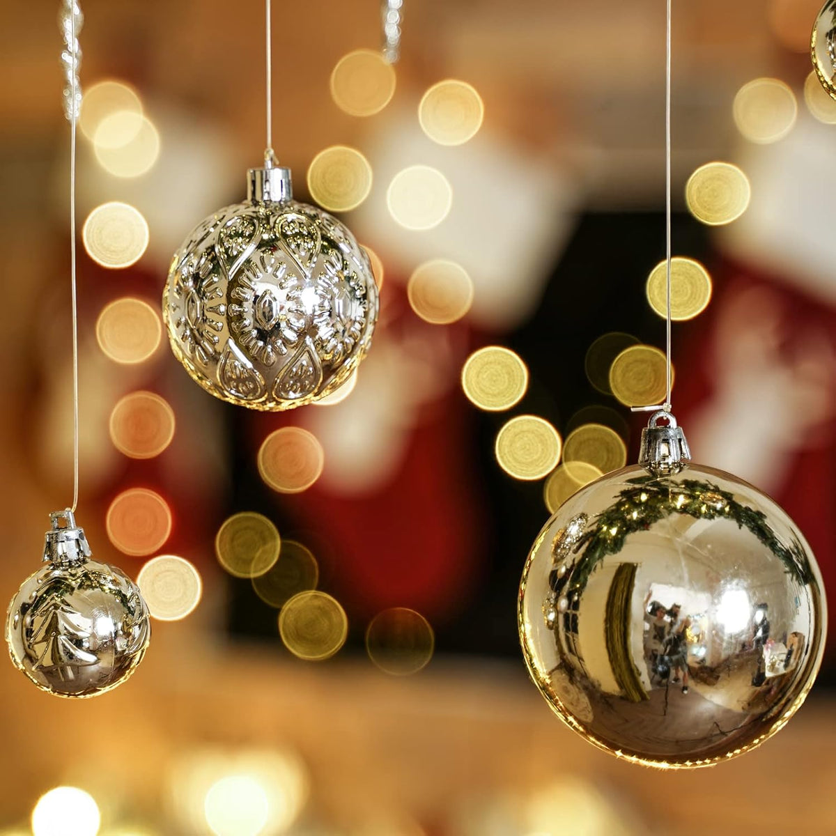 Christmas Ball Ornaments for Christmas Decorations - 41 Pieces Xmas Tree Champagne Gold Shatterproof Ball Ornaments with Hanging Loop for Holiday and Party Decoration