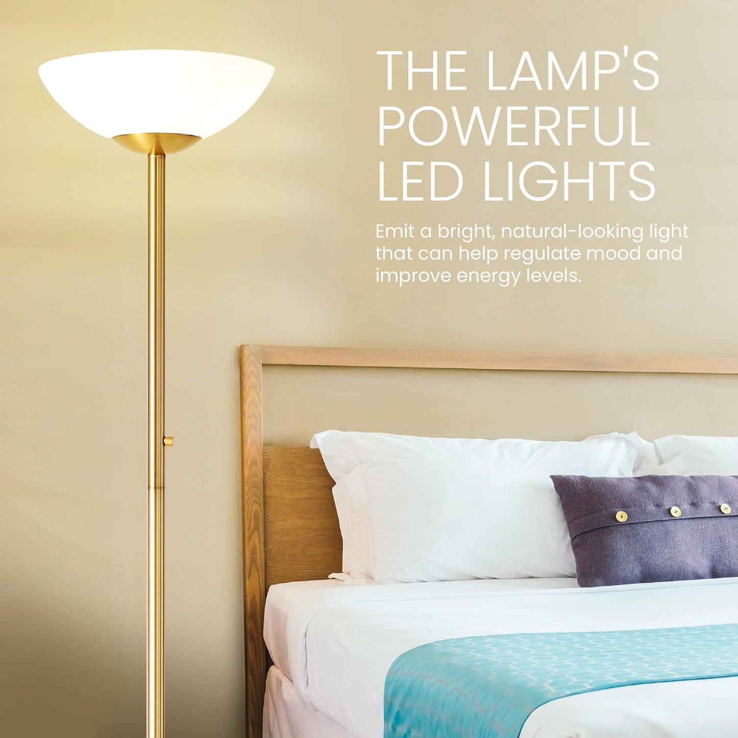 Super Bright Floor Lamp 8000LUMEN - DIMMABLE 30K Energy-Efficient Standing Lamp with Cement Base - for Living Room and Bedroom - Matte Finish, Modern and Elegant Design (Black)