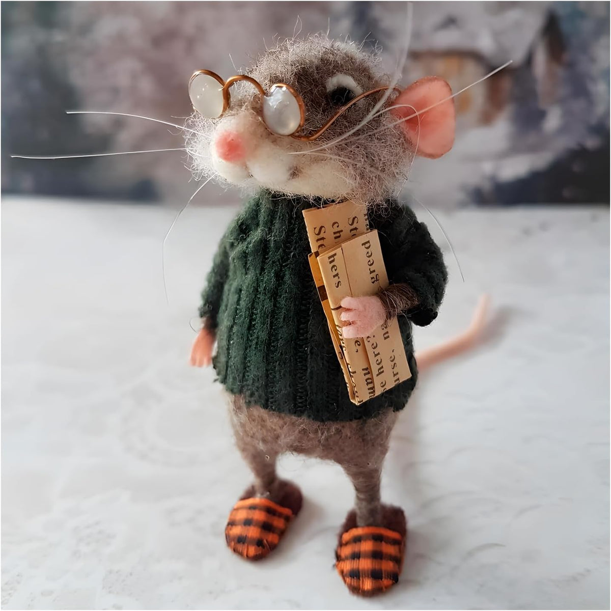 Felted Mouse, Cute Miniature Dollhouse Felt Mouse Ornament, Felt Wool Mice Figurine for Holiday Decor, Needle Felted Mouse Doll Decorations Festival Statue (Halloween)