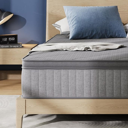 Avenco 10 Inch Queen Mattress, Hybrid Mattress with Smarts Coil™ Pocket Springs for Targeted Support and NanoGel™ Memory Foam for Cool Night Sleep, Motion Isolation for Couples, CertiPUR-US Certified