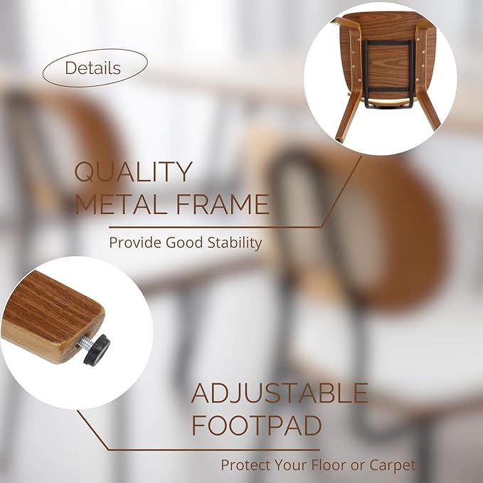 Mid-Century Dining Chairs Set of 6, PU Leather Kitchen Chairs with Rattan Backrest Wooden Legs Armless Design for Dining Room Living Room, Beige