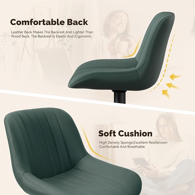 Nalupatio Bar Stools Set of 2, Adjustable Modern Swivel Bar Stools with Backs, Counter Height Performance Fabric Island Chairs for Home Kitchen, Dark Green