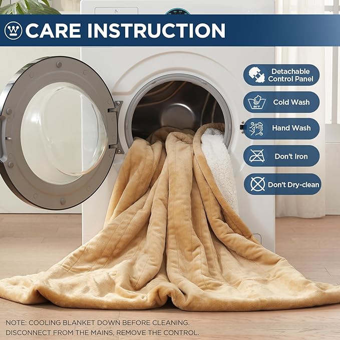 Westinghouse Electric Blanket King, Heated Blanket King Size with 10 Heating Levels and 1 to 12 Hours Heating Time Settings, Flannel to Sherpa Reversible, Machine Washable (90" x 100", Red)