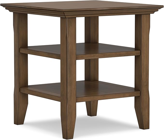 SIMPLIHOME Acadian SOLID WOOD 19 Inch Wide Square Transitional End Table in Rustic Natural Aged Brown, For the Living Room and Bedroom