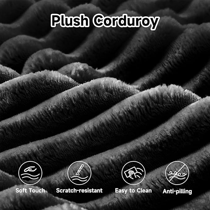Upgrade 108’’ L Shape Cloud Couch, Plush Corduroy Sectional Sofa with Chaise, Boneless Couches for Living Room Bedroom, No Assembly Required (Black, Left Facing Chaise)