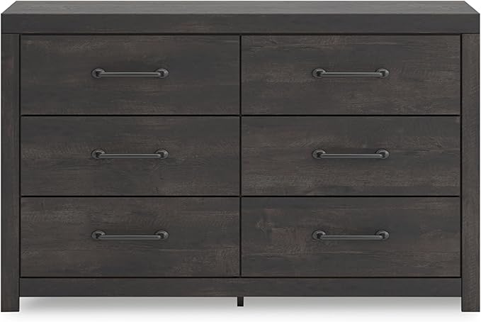 Signature Design by Ashley Delmorta Rustic 6-Drawer Dresser with Safety Stop, Gray
