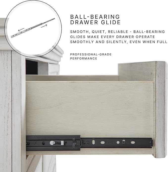 Signature Design by Ashley Wildenauer Farmhouse 1-Drawer End Table with Lower Shelf and USB Ports, Light Brown & Black