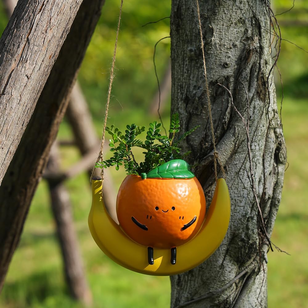 Hanging Swing Planter,Wall Planter， Indoor/Outdoor Resin Planter，Succulent Pots for String of Pearls - Hanging Plant Holder
