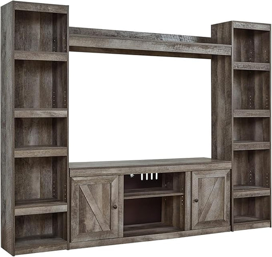 Signature Design by Ashley Wynnlow Farmhouse 4-Piece Entertainment Center for TVs up to 69", Gray