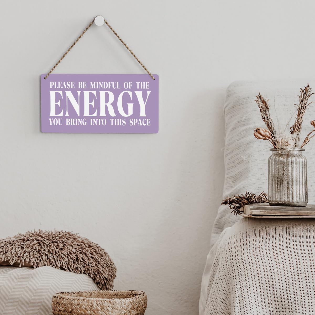 Purple Decor Spiritual Meditation Room Decor Inspirational Spa Decoration Positive Affirmations Wall Wood Plaque Sign Hanging Door Sign Home Office Yoga Room Decoration