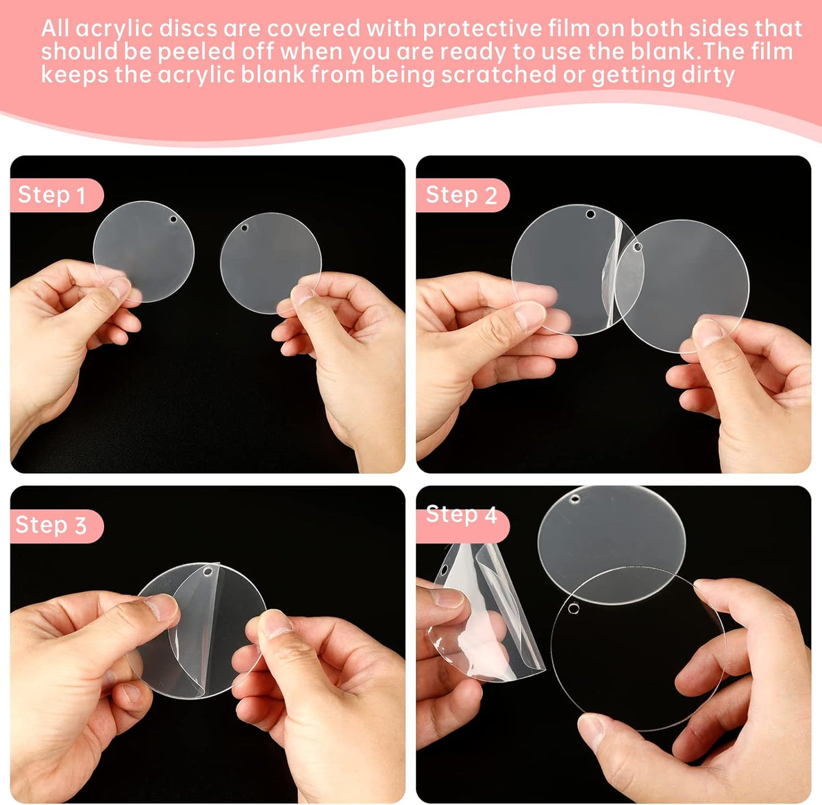 Senbota100 Pcs 1.5 inch Clear Small Circles Acrylic Blank 2mm Thick Round Sheets with Holes for Make Mini Hanging Jewelry Keychain Labels DIY Crafts