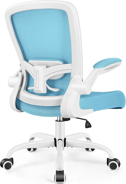 FelixKing Office Chair, Ergonomic Desk Chair Breathable Mesh Chairs Adjustable High Back Lumbar Support Flip-up Armrests, Executive Rolling Swivel Comfy Computer Chairs Home Office Blue