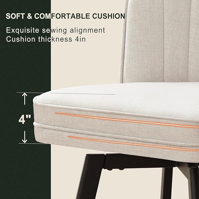 Swivel Counter Height Bar Stools Set of 3, 30'' Modern Barstools with Backs and Metal Legs, Upholstered Bar Chairs, Beige, Fabric Stools for Kitchen Island Chairs