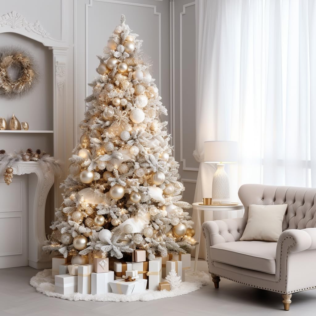 AISENO 36 Inch Christmas Tree Skirt Faux Fur Bright Silk Shiny Decoration for Christmas Tree Plush Merry Christmas Decorations Decor