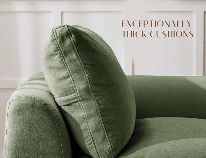 110" Cloud Sectional Couches for Living Room, Boneless L-Shape Couch with Ottoman, 3 Seater Modular Sectional Sofa, Green