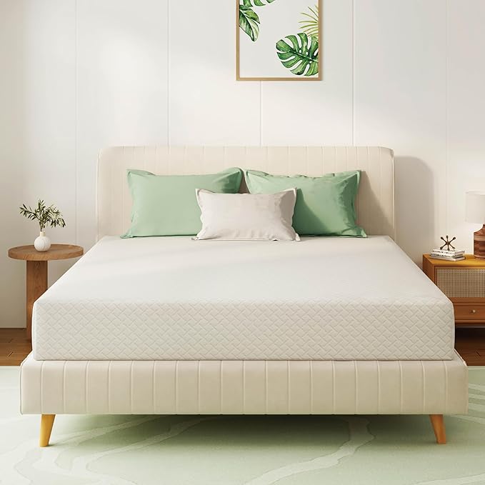 Full Size Mattress 10 Inch Green Tea Memory Foam Mattress for Cool Sleep & Pressure Relief, Medium Feel,Fiberglass Free, Bed in a Box, Removable Washable Cover, CertiPUR-US Certified