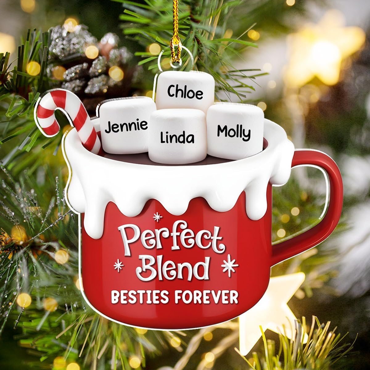 A Blend of Christmas Cheer Personalized Acrylic Ornament – Custom Name Charms Family Members up to 10 People, Holiday Decoration for Family Members & Friends