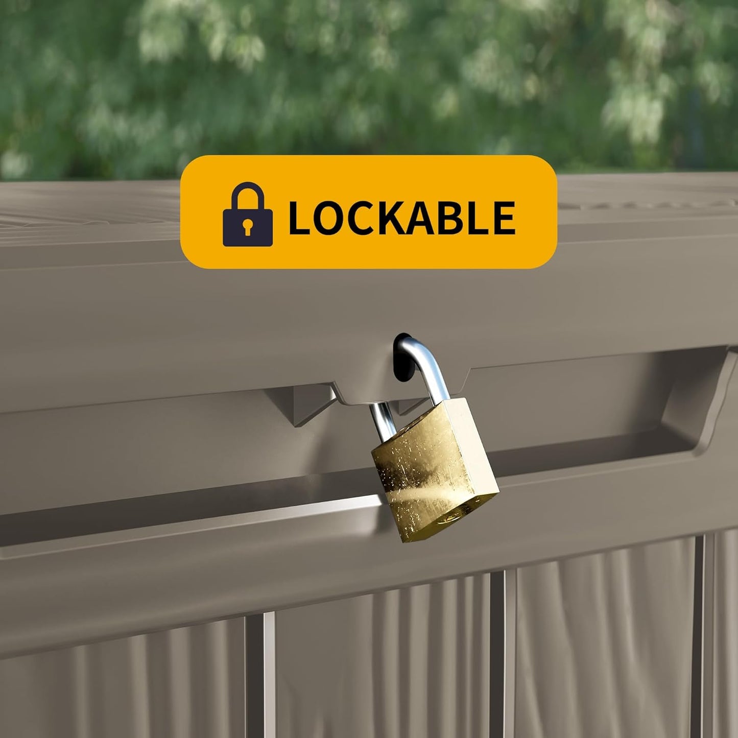 100 Gallon Outdoor Storage Box Waterproof Lockable Resin Deck Box Large, Patio Storage Bin for Pool Accessories Cushion Furniture, Garden Tools, UV-Resistant Outside Delivery Grey