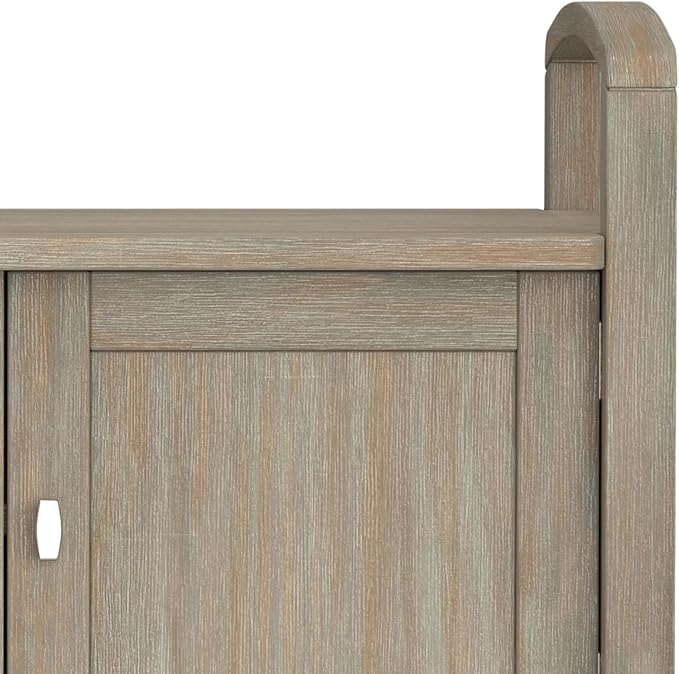 SIMPLIHOME Warm Shaker Entryway Storage Bench - 44 inch Wide Solid Wood Storage Seat in Distressed Grey, Transitional Bench Seat for Mudroom or Living Room with Lift-Up Lid and Shaker-Style Panels