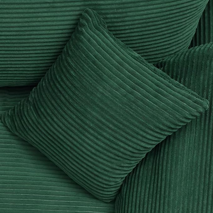 112" Cloud Sectional Couch, Boneless couches for Living Room, L Shaped Couch with Convertible Ottoman, Modular Sectional Sofa with Deep Seat, Comfy Soft Cushions, No Assembly, Green