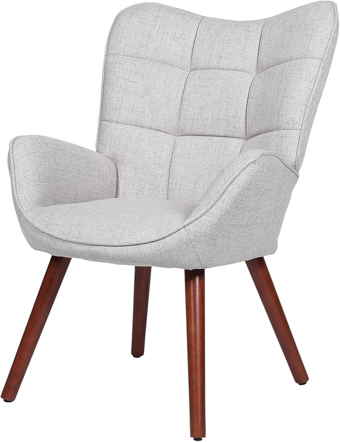 Modern Dining Room Chairs, Mid Century Upholstered Kitchen Chairs with Back Support and Solid Wood Legs, Accent Dinner Chair for Kitchen, Dining Room, Living Room, Restaurant, Grey