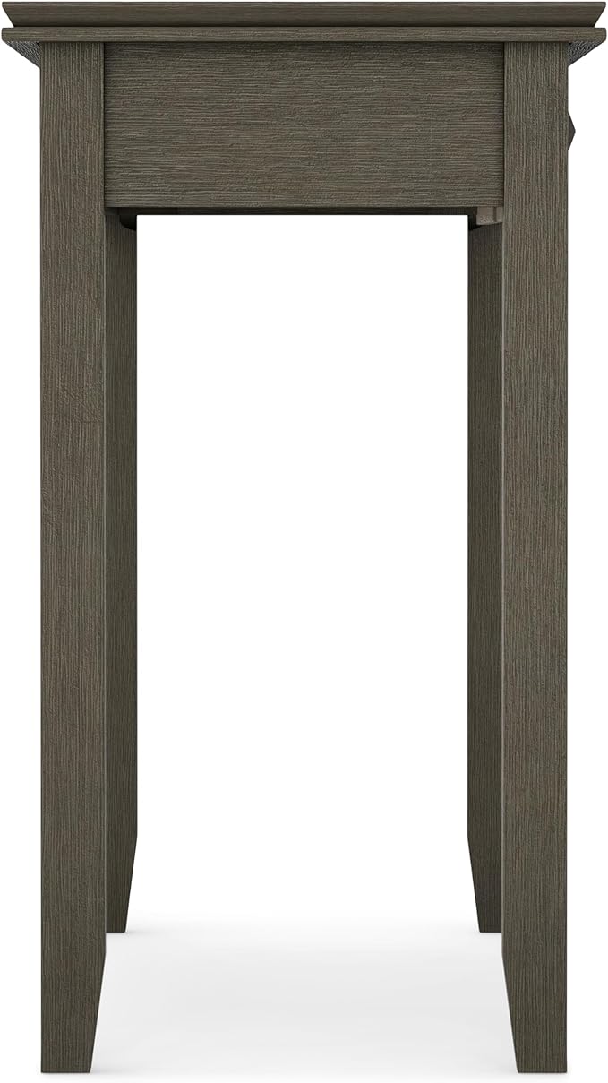 SIMPLIHOME Artisan Console Table - 46 Inch Wide Solid Wood Sofa Table in Farmhouse Grey, Transitional Storage Table for Entryway or Living Room with 2 Drawers and Clean Angle-Edged Top