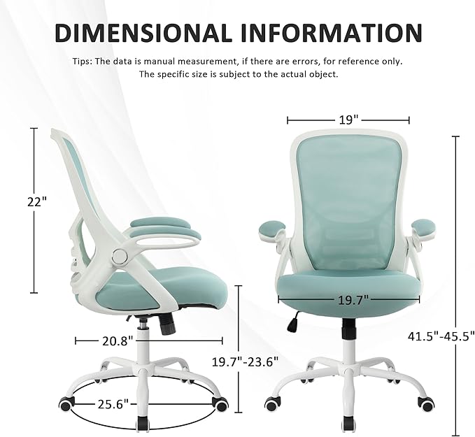 HYLONE Office Chair Ergonomic Desk Chair with Adjustable Armrests, Mesh Executive Chair, Home Office Computer Chairs for Long Hours(Blue)