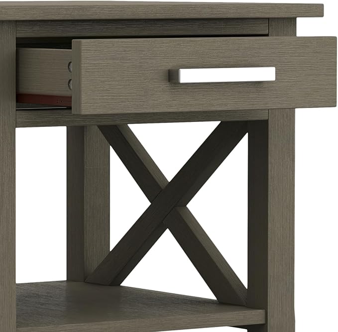 SIMPLIHOME Kitchener SOLID WOOD 21 inch Wide Square Contemporary End Side Table in Farmhouse Grey for the Living Room and Bedroom