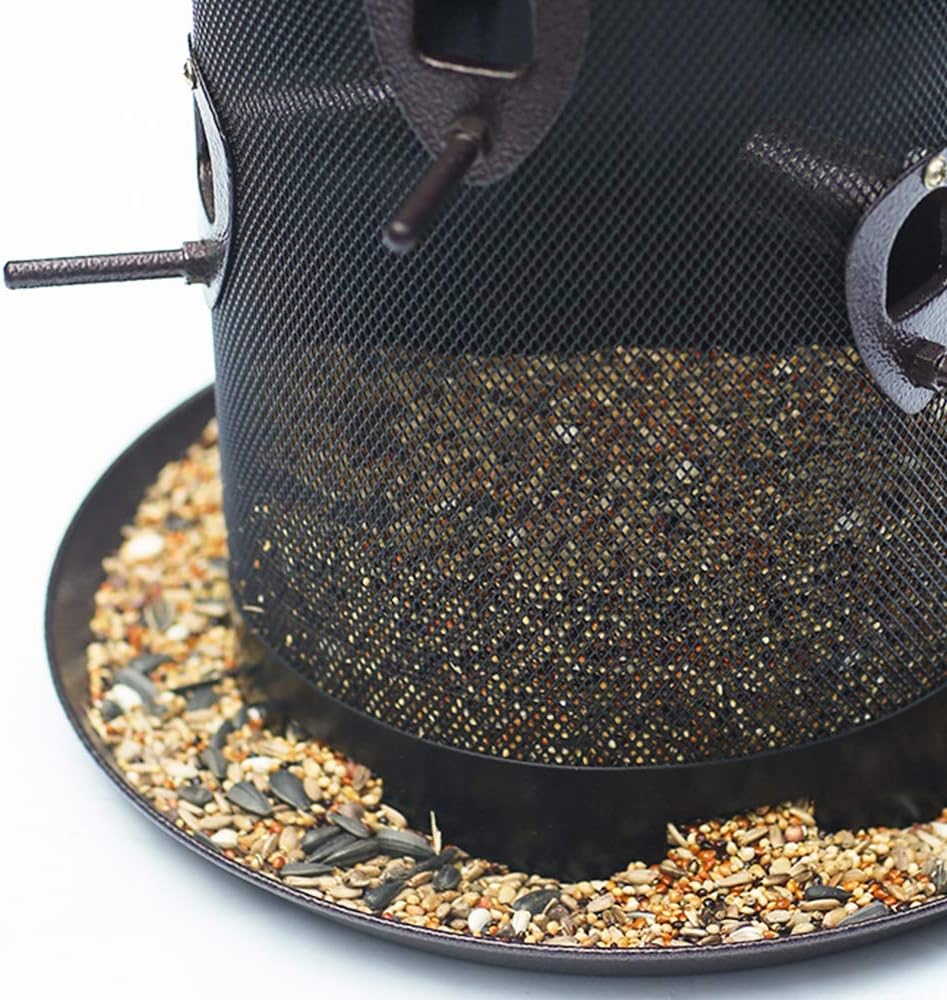Nature's Rhythm Metal Hopper Bird Feeder, Dual Seed Compartments, 10 Feeding Ports, Holds 10lbs Seed, Attracts Cardinals, Titmice, Nuthatches