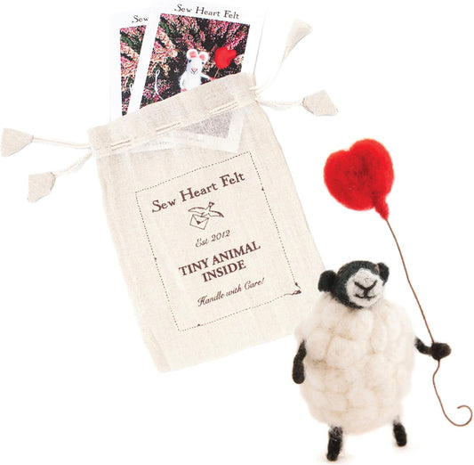 | Hand-Felted Sheply Sheep with Heart Balloon | Organic Wool Home Decor | Fair Trade Plush Animal Ornament | Gift for Any Occasion | Perfect for New Spaces & Home Accessories