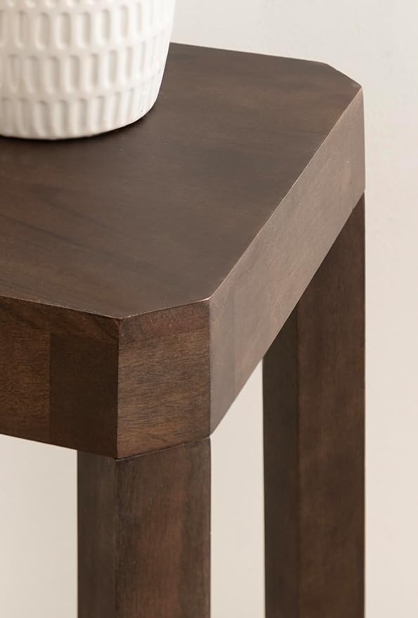 Kate and Laurel Talcott Modern Square Wood Drink Table, 12 x 12 x 28, Dark Brown, Transitional Decorative Two-Tier Pedestal Table for Use as Plant Stand Indoors or Living Room Decor Accent