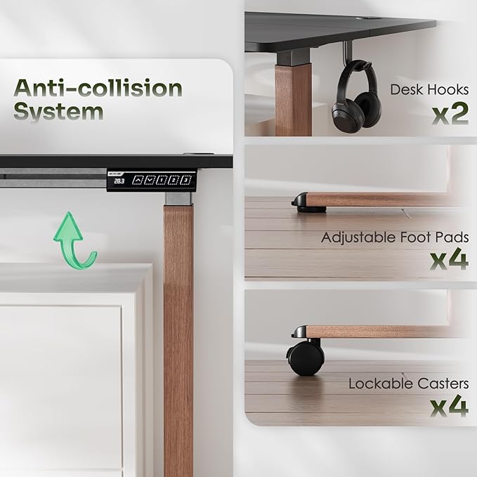 Monomi Electric Standing Desk, 55x24 Inches Height Adjustable Sit Stand up Desk, Large Ergonomic Home Office Desk with Memory Preset Controller,Black