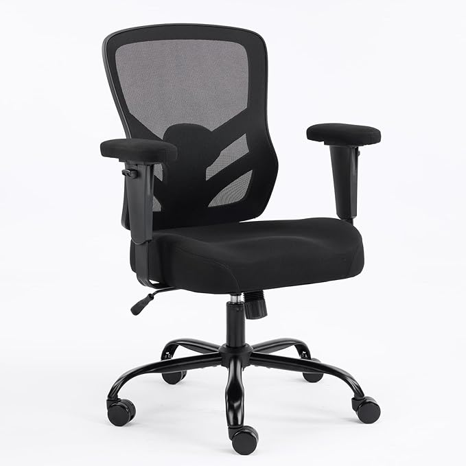 YFO Ergonomic Office Chair, Mesh Computer Desk Chair with Adjustable Back Lumbar Support and Armrests, Comfy Executive Rolling Swivel Task Chair for Home Office, Black