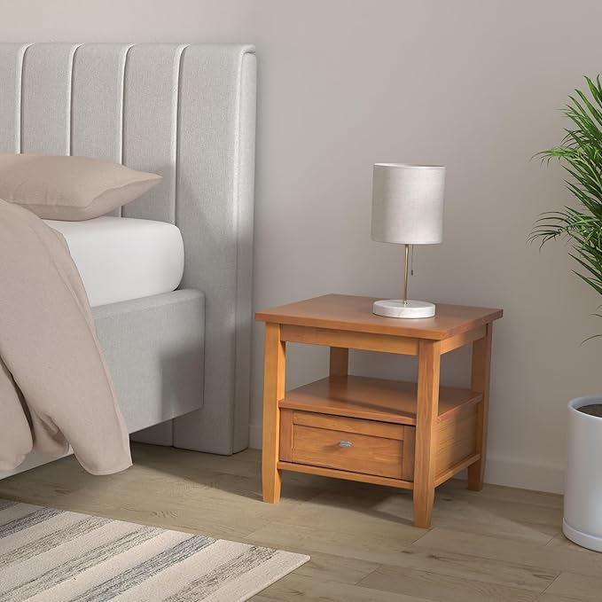 SIMPLIHOME Warm Shaker Solid Wood 20 inch Wide Rectangle Transitional End Side Table in Light Golden Brown for The Living Room and Bedroom
