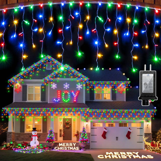 1620 LED Christmas Lights with 360 Drops,164ft 8 Modes Fairy Hanging String Lights with Time Waterproof, Plug-in Hanging String Lights for Holiday Wedding Party Christmas Decor (Multicolor)