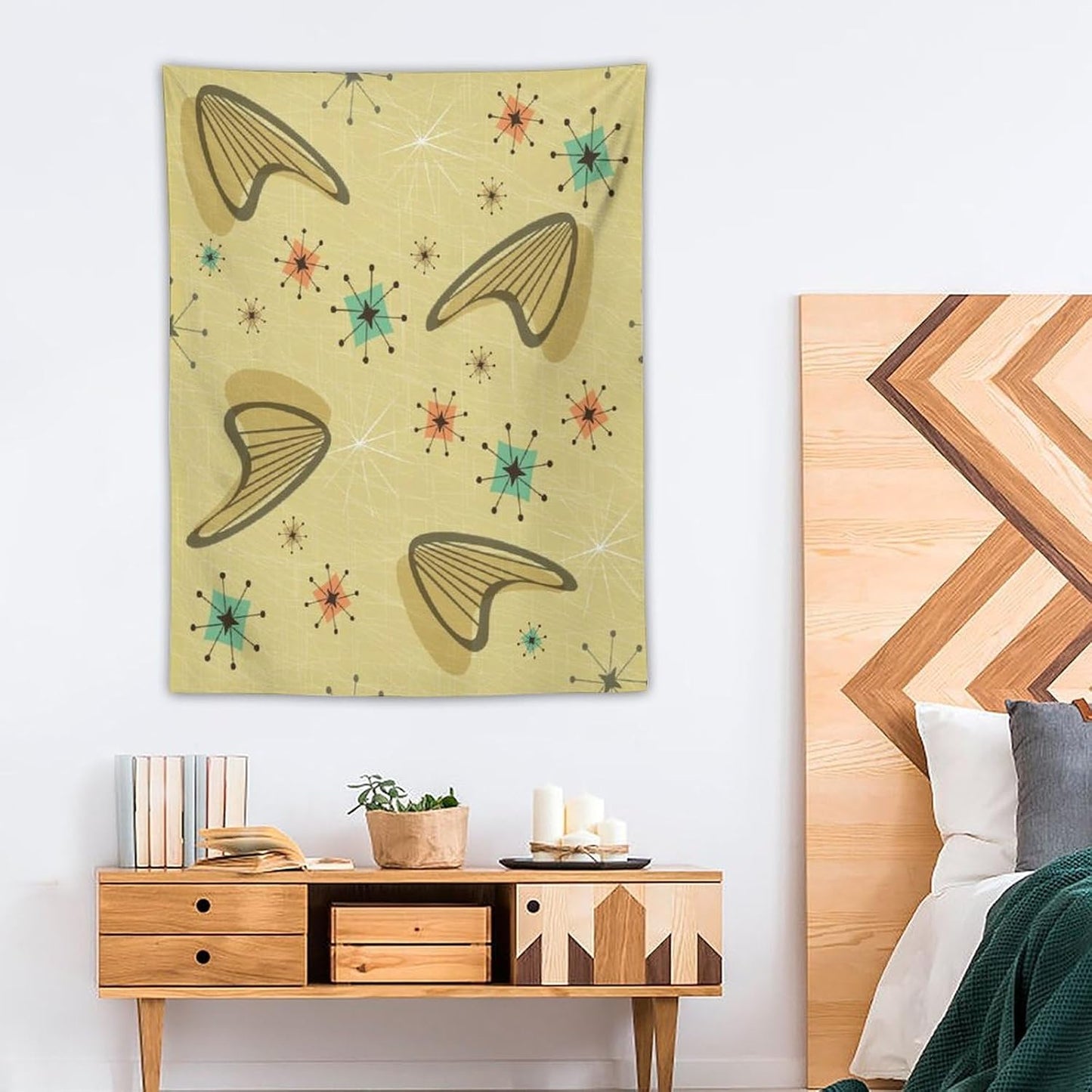 ICMOLYYENLO Boho Medieval Cat Tapestry, Abstract Atomic Starburst Geometric Aesthetic Art Wall Hanging For Bedroom Living Room Dormitory 50x60 Inches