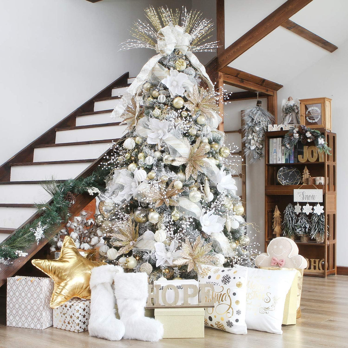 Sea Team 50mm/1.97" Shatterproof Clear Plastic Christmas Tree Ball Ornaments Set, Decorative Hanging Transparent Xmas Baubles with Stuffed Delicate Decorations (30 Counts, Gold)