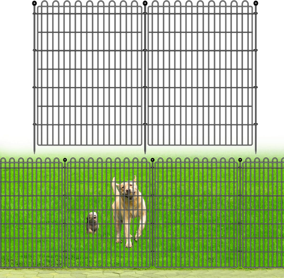 4 Panels No Dig Decorative Garden Fence for Yard, 48 in(H) X 10.5 ft(L) Animal Barrier Fencing for Outdoor Dog, Metal Portable Garden Fences for Borders, Pets, Landscape, Temporary Fence
