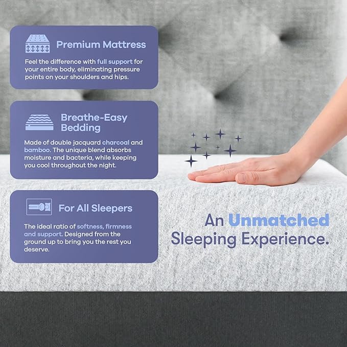 Celestial Sleep Gel Memory Foam Mattress in a Box, Made in The USA, CertiPUR-US® Certified Foam, Oeko-Tex, and Fiberglass-Free Certified Bed, 8 inch Firm - Twin