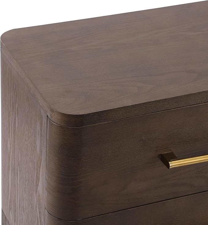 Christopher Knight Home Egbert Modern Nightstand with Drawers, Wooden Small Night Stand with Rounded Corners Design, Bedside Table/End Table for Bedroom, Multipurpose Storage Cabinet, Brown