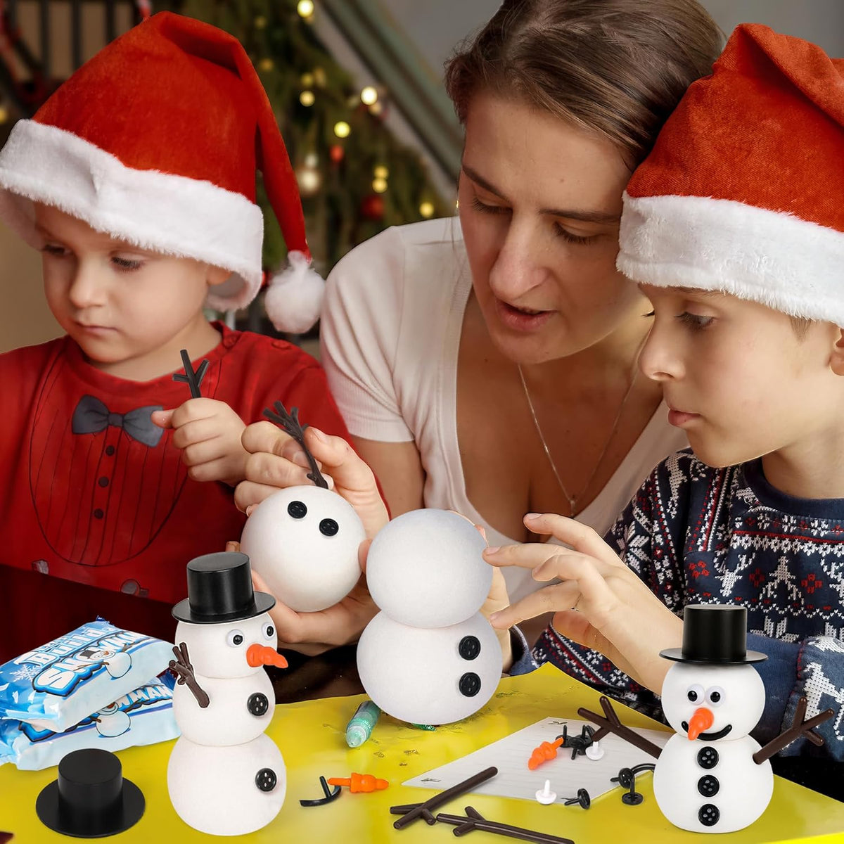 48 Pack Christmas Gifts for Kids, Snowman Kit Toys, Build a Snowman Kit DIY Christmas Craft Gifts, Creative Air Dry Modeling Clay, Xmas Activities Snowman Making Kit for Holiday Favor Supplies