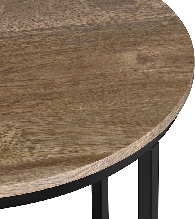 SIMPLIHOME Jenna Industrial 18 inch Wide Metal Round Accent Side Table in Warm Grey for the Living Room and Bedroom