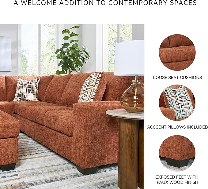 Signature Design by Ashley Aviemore Casual L-Shaped 2-Piece Sectional with Chaise for Living Room, Orange