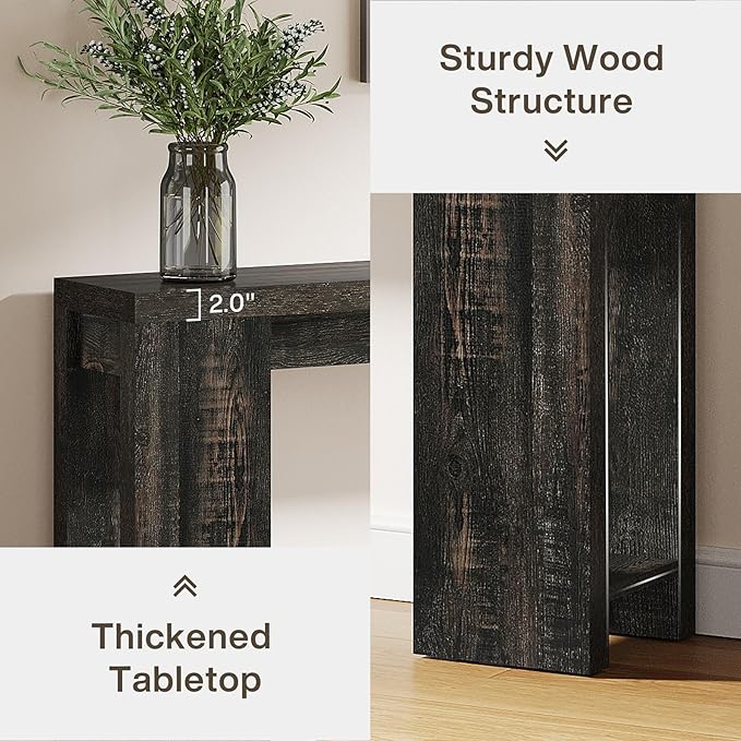 Tribesigns 70.9-Inch Long Console Table, Farmhouse Wooden Entryway Sofa Table Behind Couch, Narrow Entry Console for Living Room, Hallway, Entrance, Foyer, Black