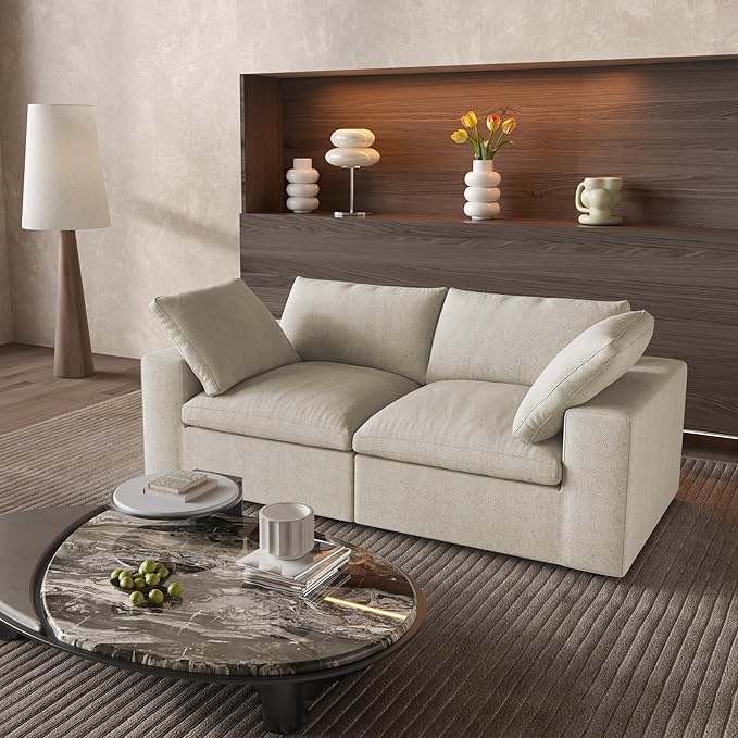 WJShome Cloud Modular Sectional Sofa with Thick Cushion, Down Filled Lovesofa,Wide 2-Seater Minimalist Couch,Convertible Couch Deep Seat Couches for Living Room Sofa Sets