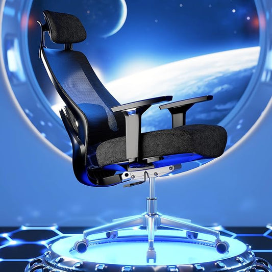 FLEXISPOT MasterEase Massage Office Chair, High Back Ergonomic Desk Chair with Adjustable Headrest, 3D Armrests, 2D Lumbar Heated Massage, 4-Position Recline, Foam Seat, Black