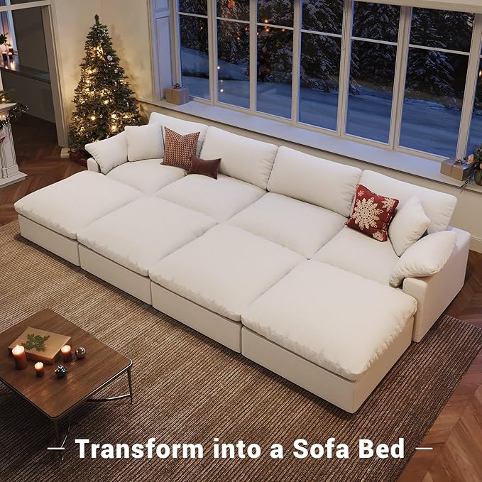 Cloud Modular Sectional Sofa,78.6" V Shape 3 Seater with Corner Down Filled Comfy Sofa,Modern Deep Seat Cloud Couch,Detachable Couch Cushion Covers for Living Room,White