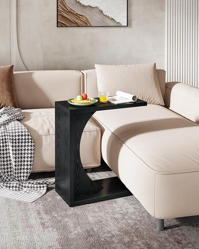 Tribesigns C-Shaped End Table for Couch, Sofa Side Table, C Table for Small Space, Living Room, Bedroom (2, Black)
