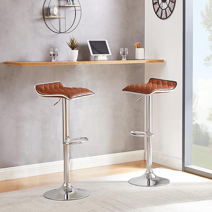 VECELO Adjustable Bar Stools Set of 2, Bar Height Stools for Kitchen Counter